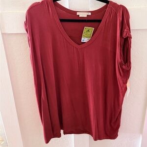 Women's V-Neck Short Sleeve Top - Dusty Rose